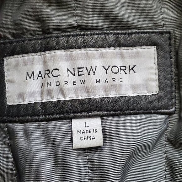 Marc New York Genuine Buttery Soft Leather Black Motorcycle Jacket Size L - Picture 11 of 16